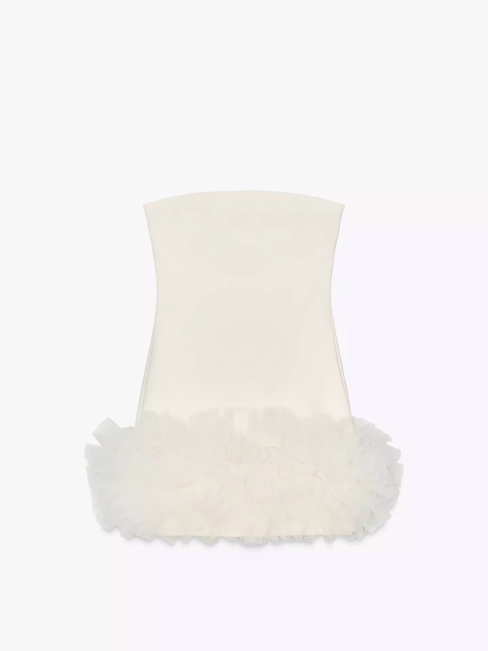 Strapless Ivory Short Tulle Dress with Voluminous Hem